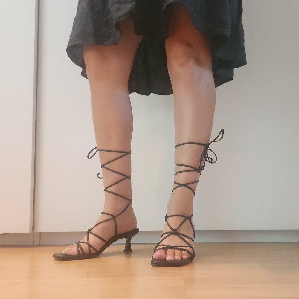 Zara shoes lace-up heels